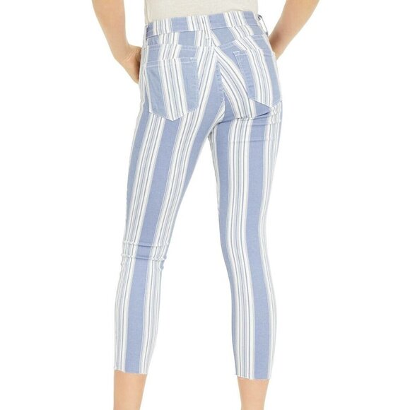 JR94 Greene St. Denim Blue Striped Cropped Skinny Jeans Size 26 x 26 - Picture 2 of 4